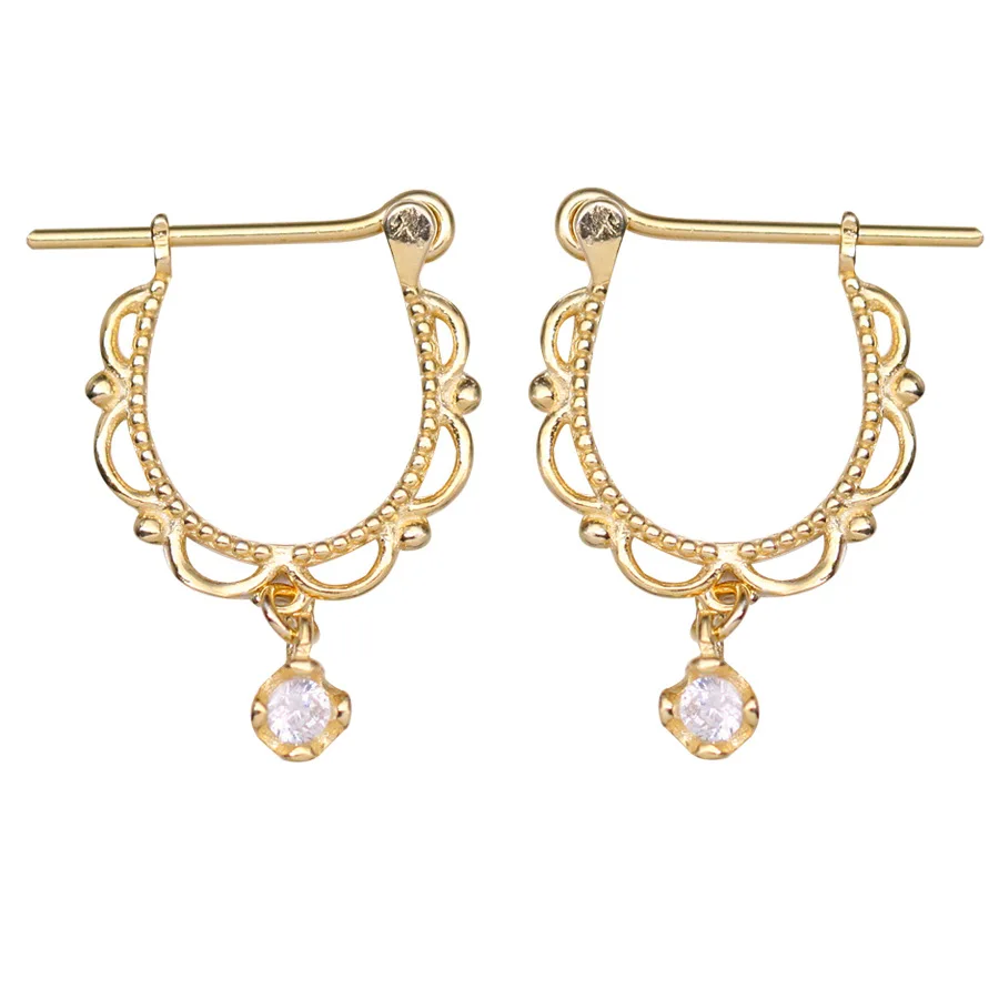 

2022 Beautiful 925 Sterling Silver shiny cubic zirconia diamond dangle hoop earrings