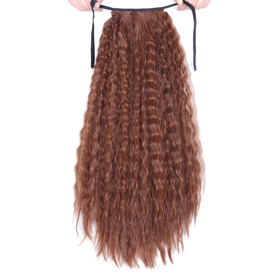 

AliLeader Volume fluffy Kinky Curly Synthetic Wig Ponytail Long Corn Wavy Drawstring Ponytail, Brown