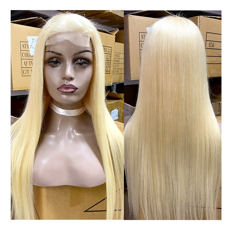 

Brazilian 613 Lace Frontal Wigs Cheapest Human 150% Density 13x4 Blonde silky straight For Black Women