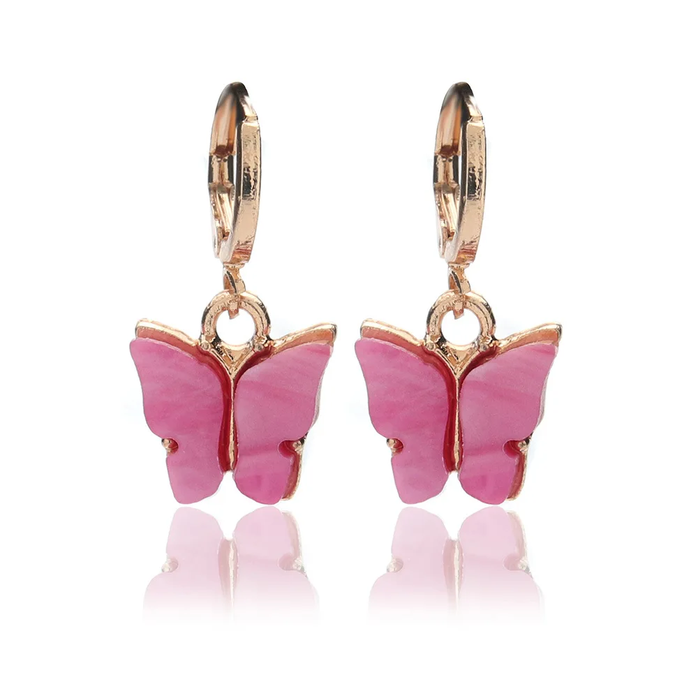 

Tiny Colorful Women 2020 Cute Jewelry Sweet Acrylic Butterfly Hook Earrings, Colorfull earring