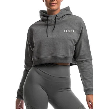 

Wholesale Custom Logo Essentials Girls Plain Croptop Oversize Sweatshirt Crop Top Women'S Hoodie