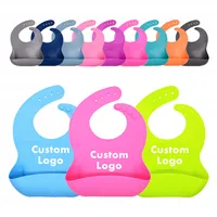 

BHD Customized BPA free FDA Food Grade Waterproof Easily Wipes Clean Crumb Catcher Design Girl and Boy Baby Silicone Bibs