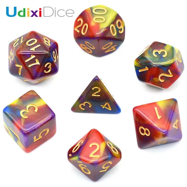 

Polyhedral DND Dice Set 4 Color Blend Dice for Dungeons and Dragons DND RGP