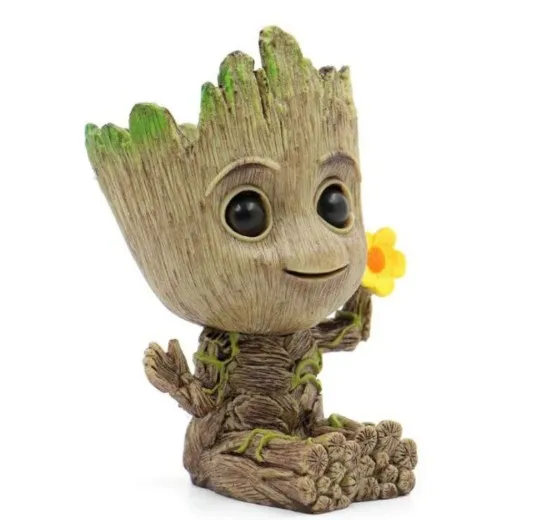 

High Quality Hot Selling Cute Polyresin Resin Decorating Treeman Baby Groot Flower Pot, Green