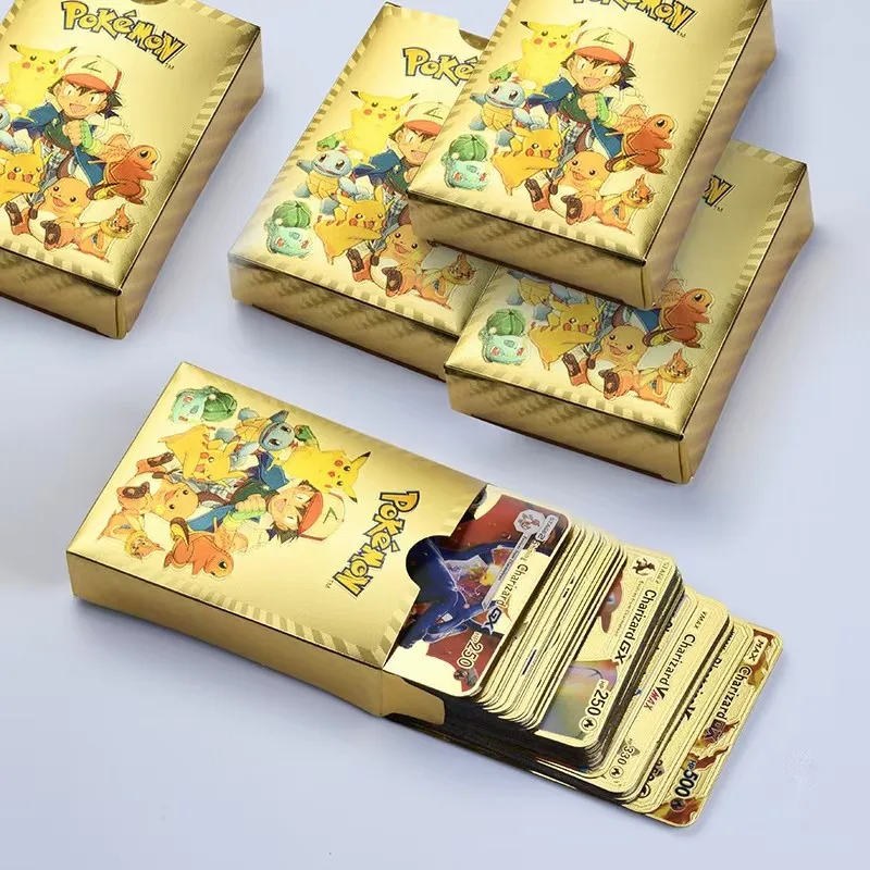 

50 piece Pokemon transaction card game Pokemon card GX 1st edition Pokemon card with box, Gold