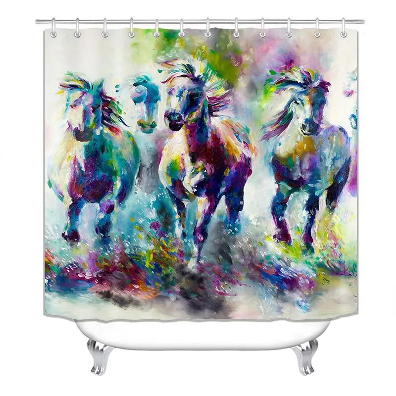 

Custom 3d shower curtains bathroom 2020 new horse curtains for kids bathroom funny