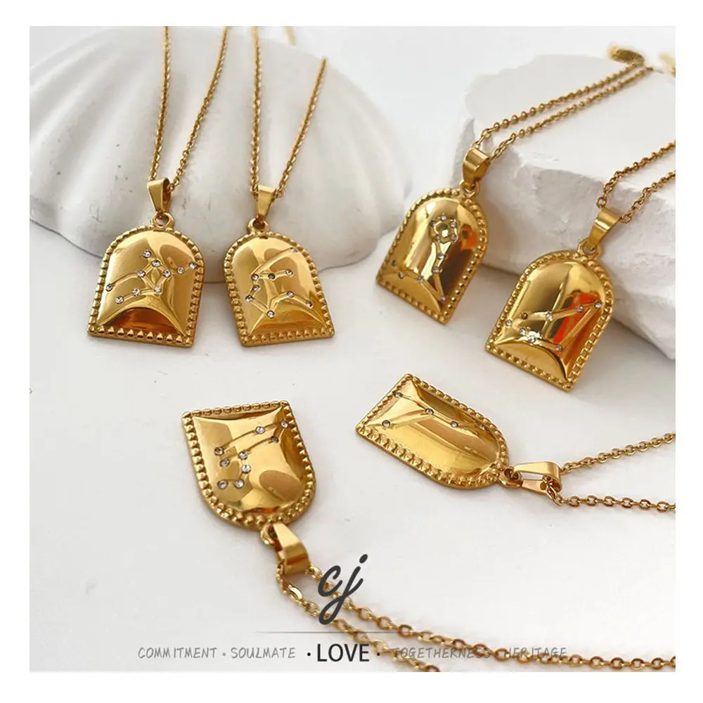 Carline 18K Gold Plated Stainless Steel Jewelry Necklace Charms Star Sign Necklace Pendants for Necklace