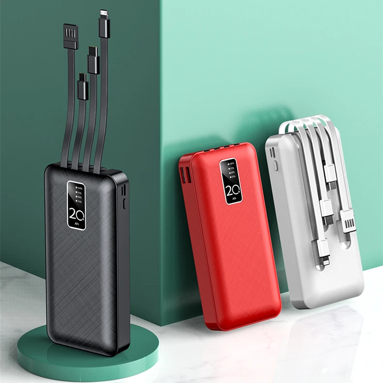 

New design super thin Mobile Charger Power Banks Power Bank 20000mah For iPhone For Samsung For Huawei, Black+white+red