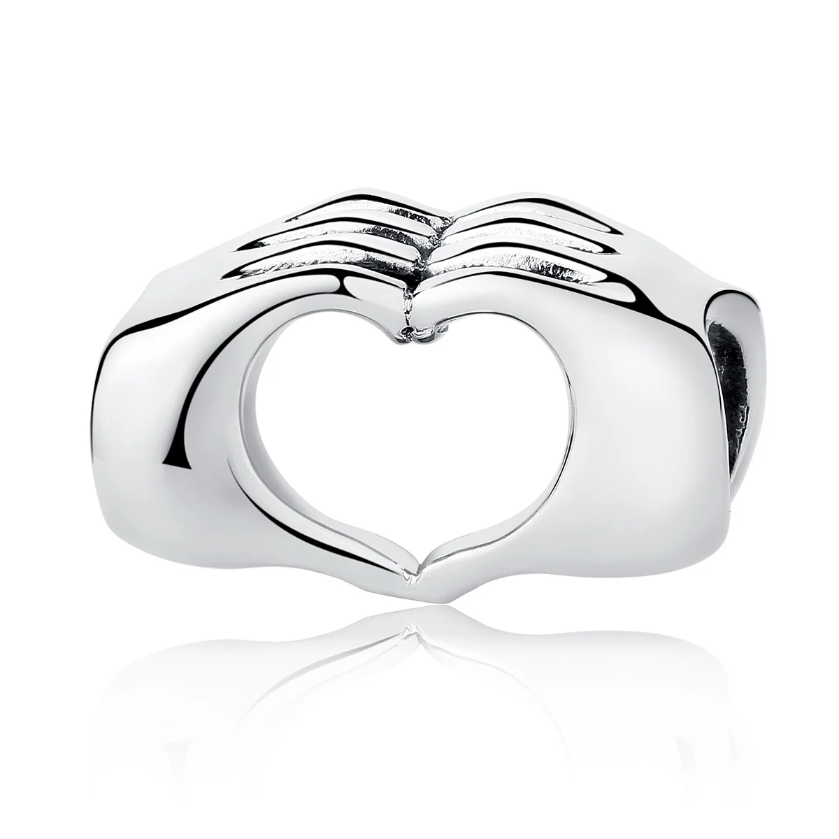 

BAMOER New Collection Genuine 925 Sterling Silver Closed Love Hand Heart Beads fit Bracelets DIY Jewelry Accessories SCC125