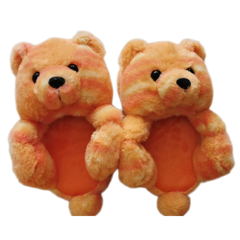 

Hot sale teddy bear slippers for women girls animal fur slippers home slides slippers, Yellow, blue, orange,pink, pink and blue,brown, red
