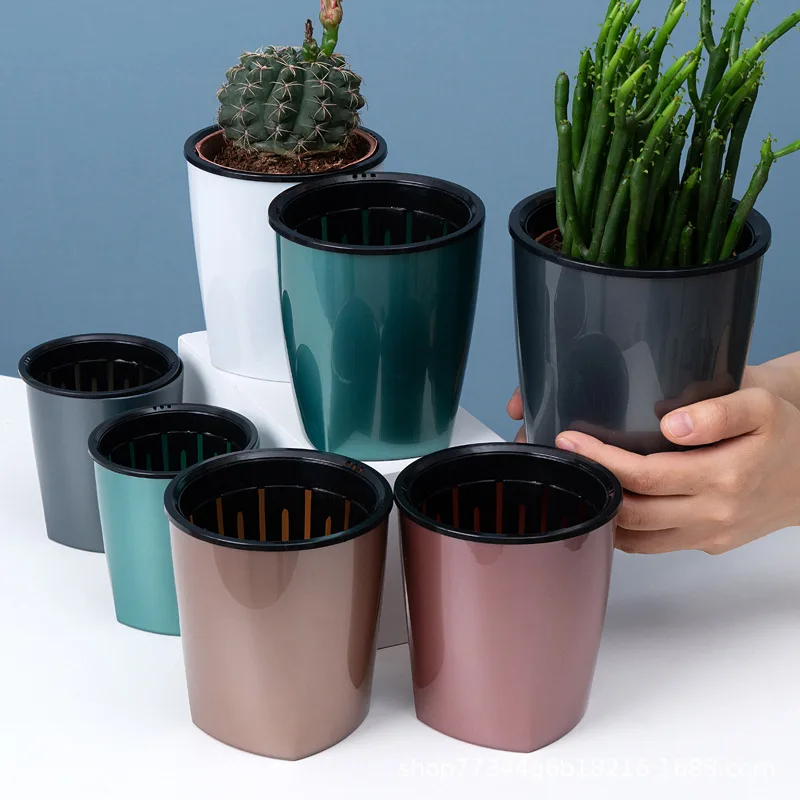 

Wholesale balcony plastic garden flower pots cheap bulk flower decoration desktop small flower pots, Rose gold,champagne gold,tianhe silver,metallic green,classic white