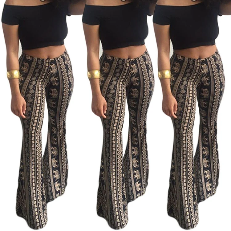 

Wide Leg Flared Women Trousers Ladies Boho Flare Pants Women, Accept oem odm