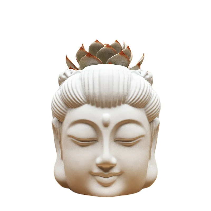 

Buddha statue flower pot silicone mold cement concrete potted silicone mold DIY candle holder mold, White