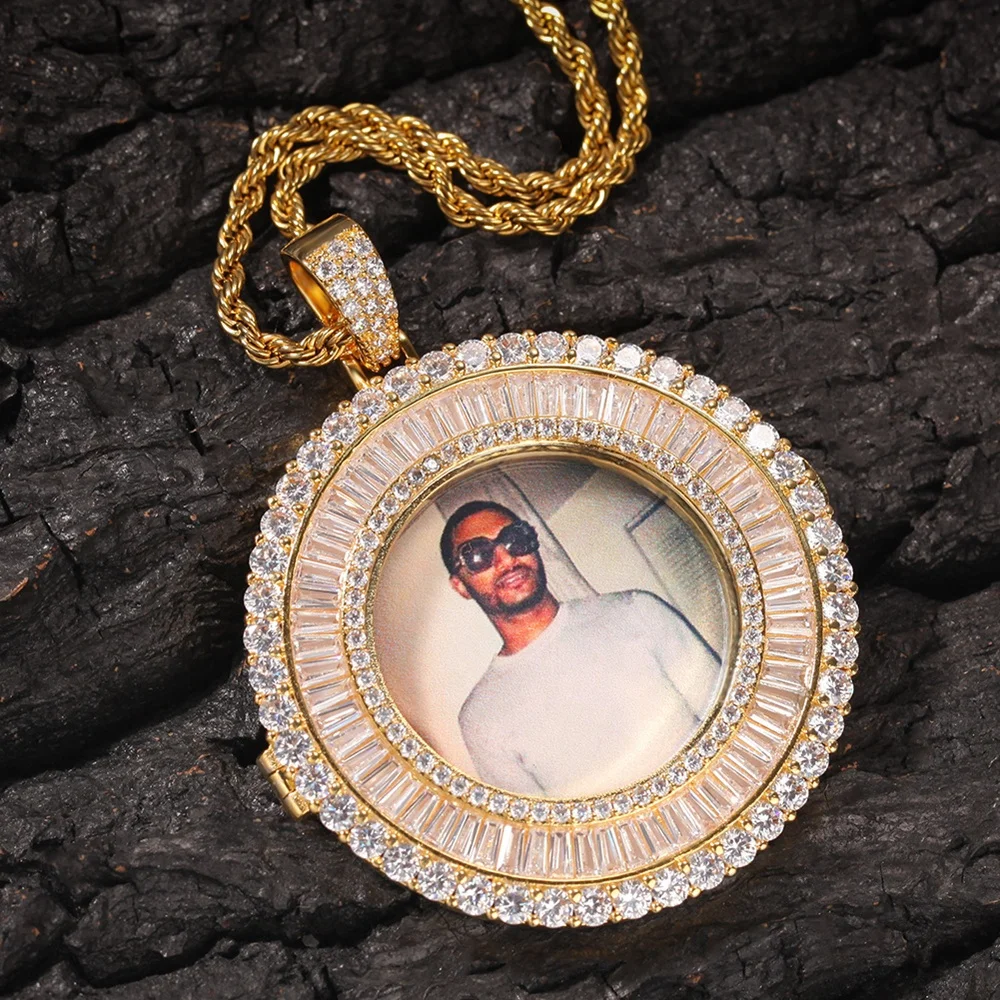 

Misterjewelry Custom Picture Pendant With Photo, Special Baguette Stone Custom Photo Pendant