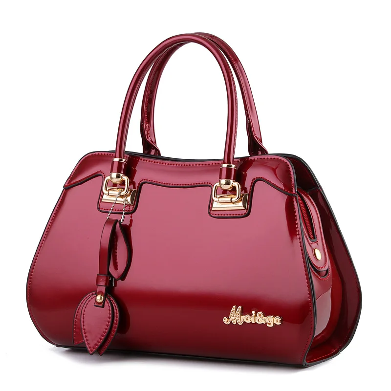 

2021 hotsale patent leather women handbag premium big size women bag handbag, Black blue white wine red sky blue