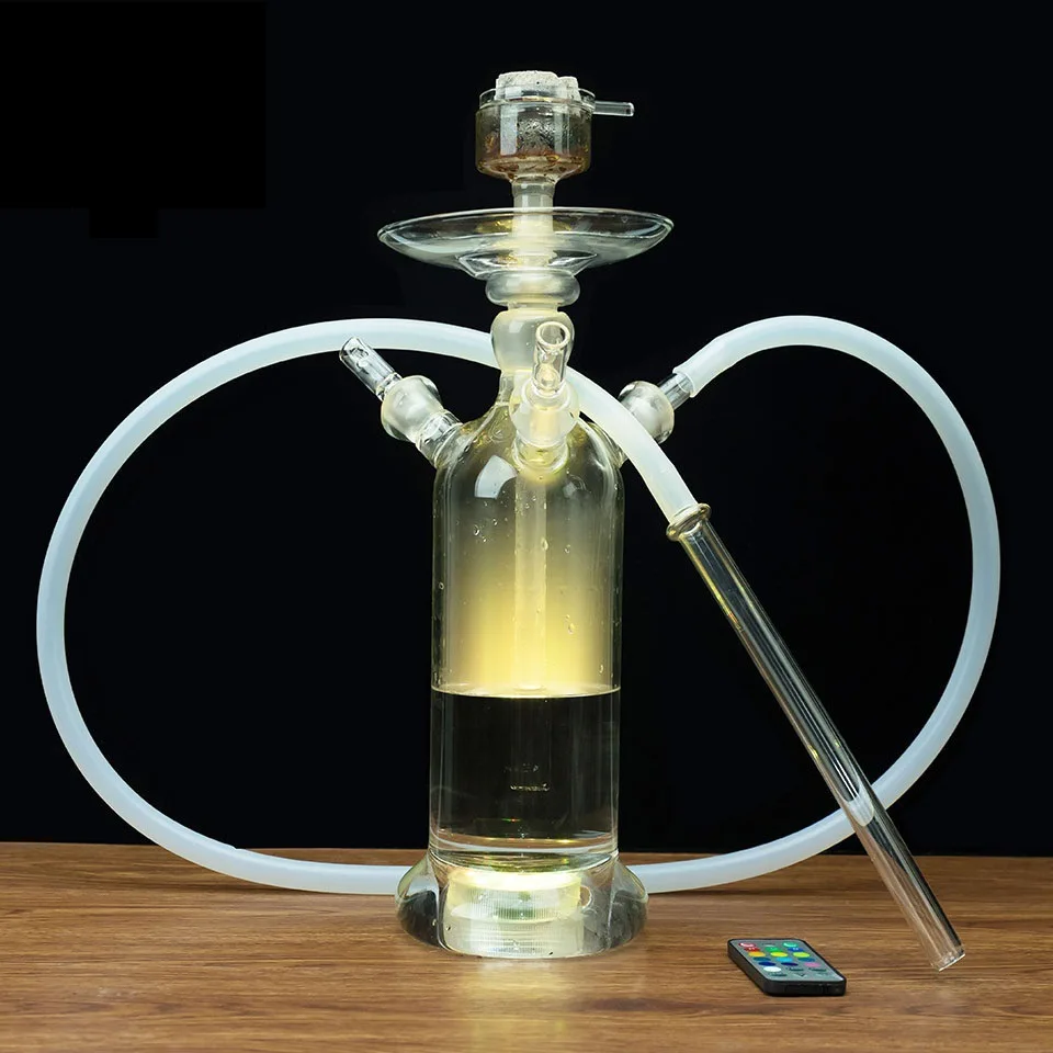 

2021 Unique Design Glass 3 Horse Pipe Hookah with Led Light