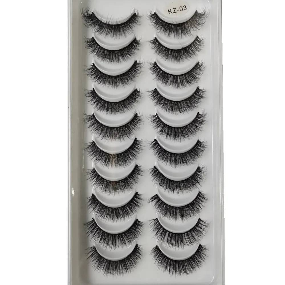 

10 pairs / set faux mink eyelashes 5d handmade messy false lashes 10in1 synthetic fiber eyelashes