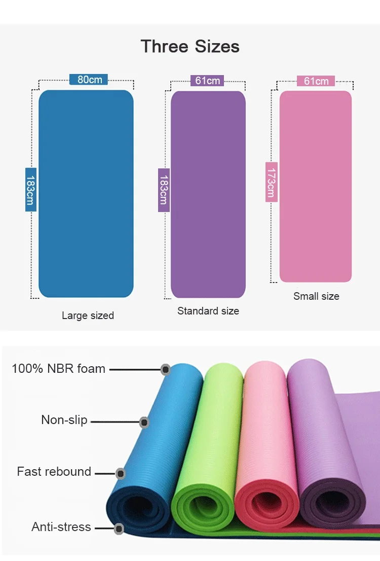 custom natural eco friendly NBR rubber pilates exercise yoga mat for kids and adult