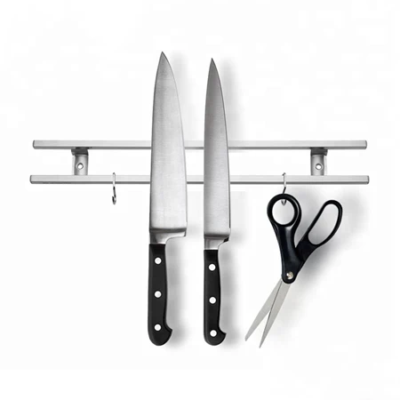 

18 inch Square Tubes Stainless Steel Magnetic Knife Holder with Hook