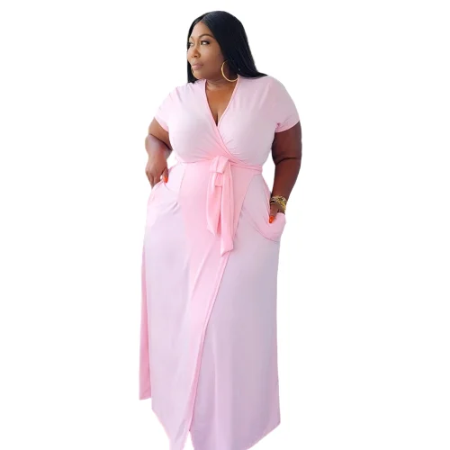 

Casual Fashion Women Summer Long Dresses For Ladies Plus Size High Quanlity African Women Elegant Wearing Long Skirt Black Pink, Customized color