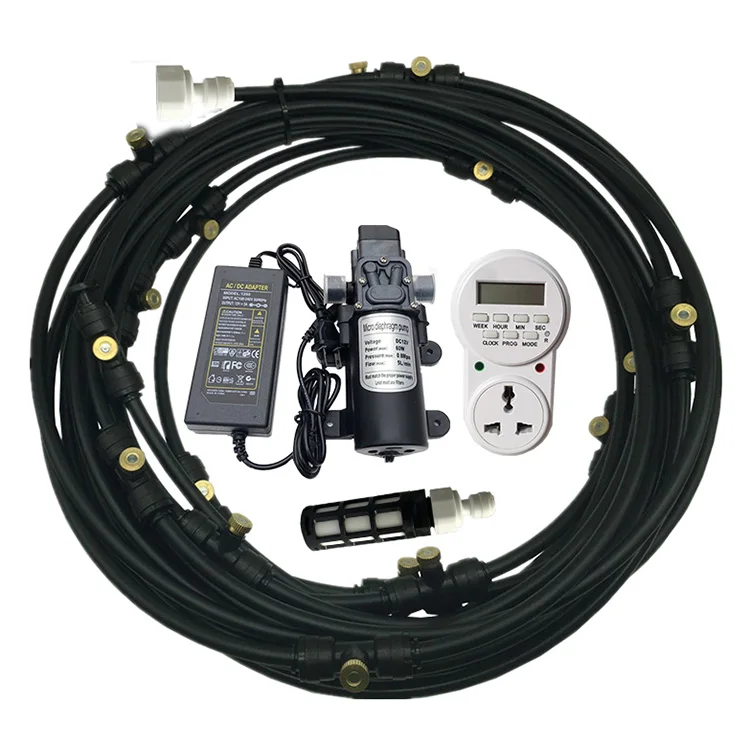 

Export high quality 6-18meters electric voltage 12V Water Misting Cooling System Kit for outdoor Greenhouse, Black ,white