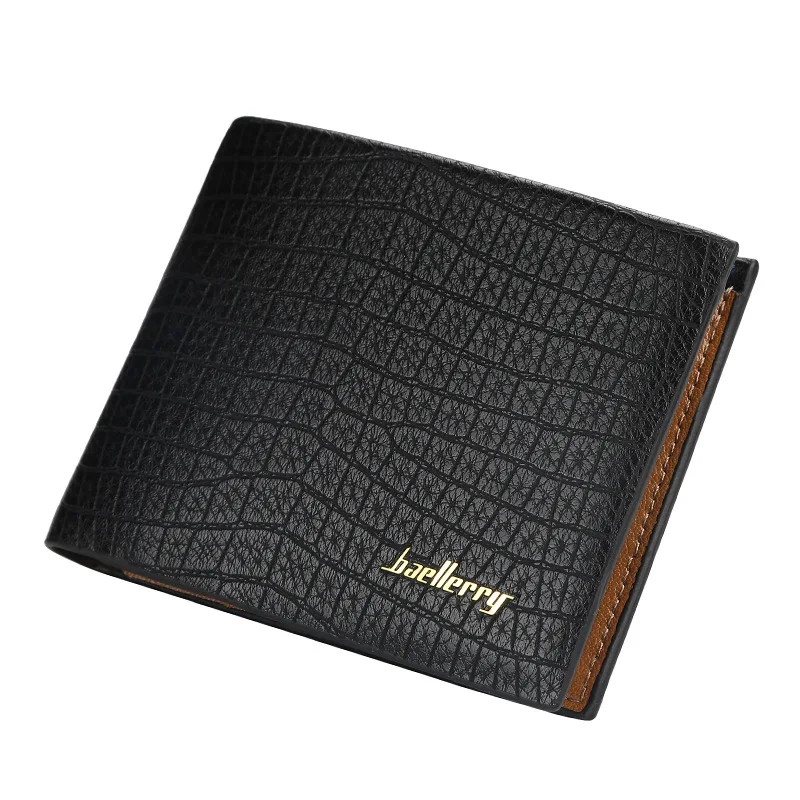 

Wholesale Baellerry Men Short Business Style Crocodile Print Card Holder Wallet