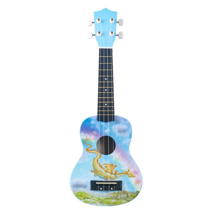 

Wholesale OEM cheap acoustic guitars 21'' carbon fiber hard soprano ukulele for Children, 12 color options