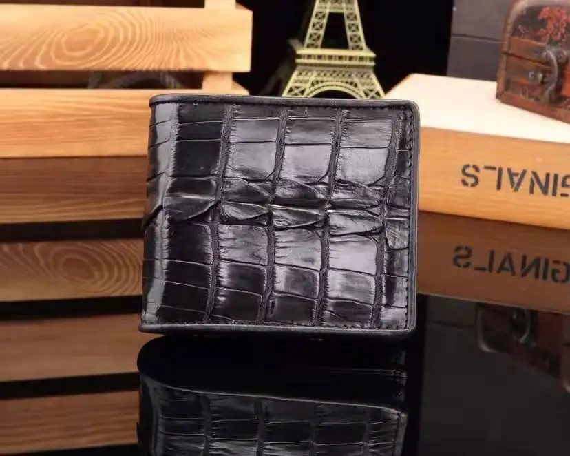 

Hot sale wholesale Luxury Thai crocodile genuine leather RFID short wallets for men