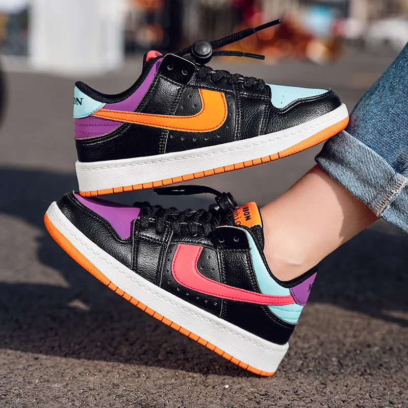 

Custom Logo Dropshipping Anti-slip Children Shoes PU Lace-up Leather AJ Basketball Shoes Kids Skateboarding Shoes Boys Girls