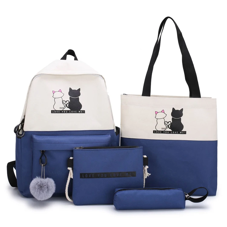 

Cute Cartoon 4 Pcs In 1 Kids Backpack Set School Bags