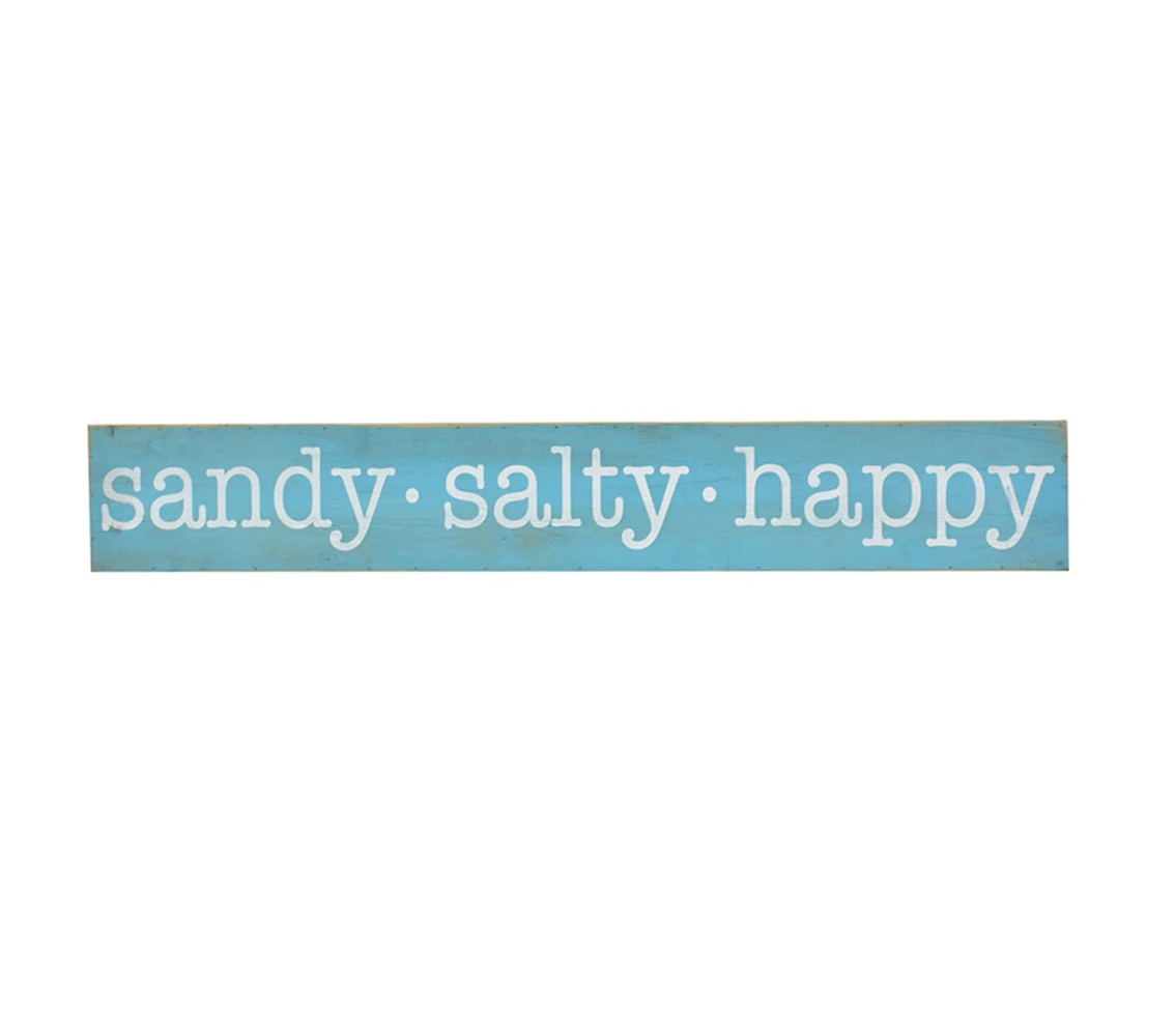 

Free Shipping SANDY SALTY HAPPY Wooden Sign Wood Plaque