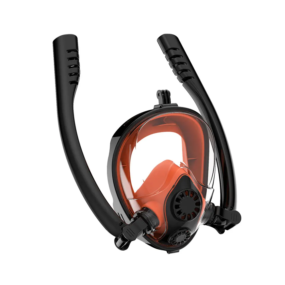 

180 Degree View Snorkeling Swimming Diving Mask Full Face Snorkel Mask, Black
