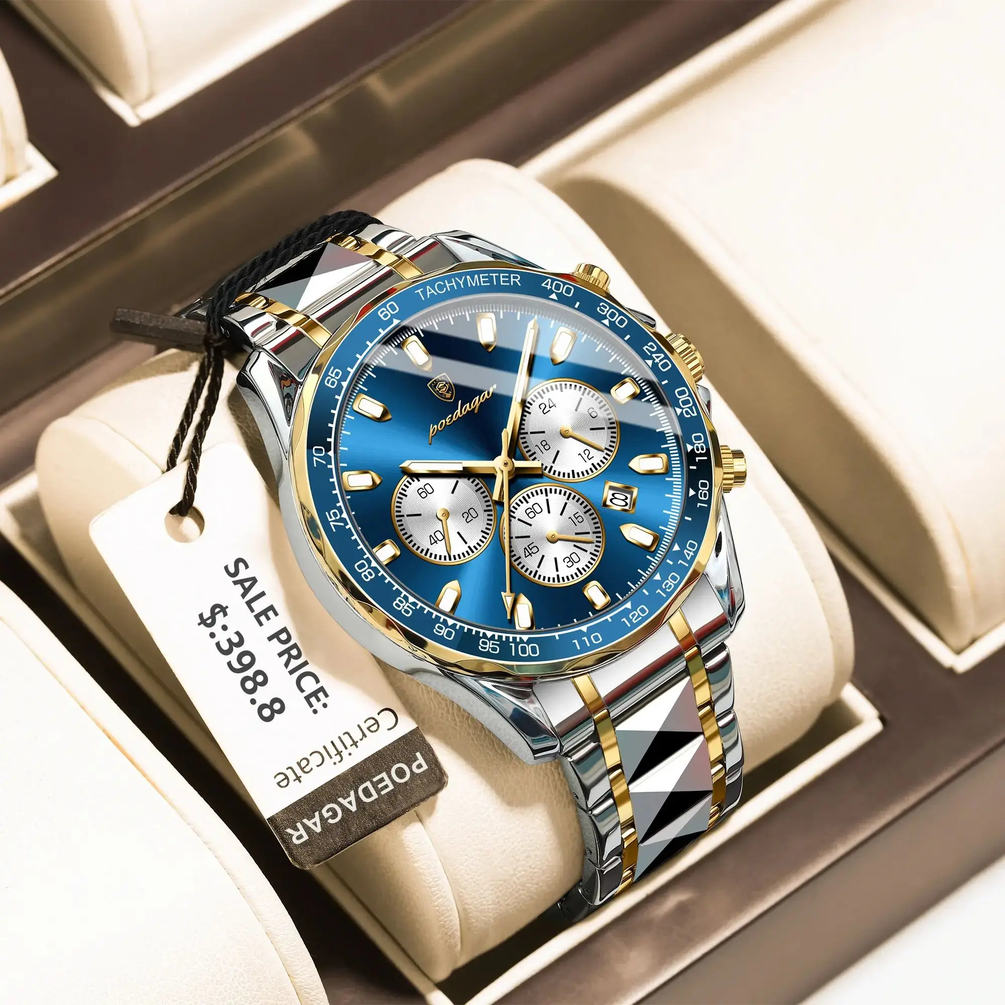POEDAGAR Luxury Sports Watch Men Quartz Waterproof Luminous Chronograph Men's Watches Stainless Steel Man Watch Male Clock 815
