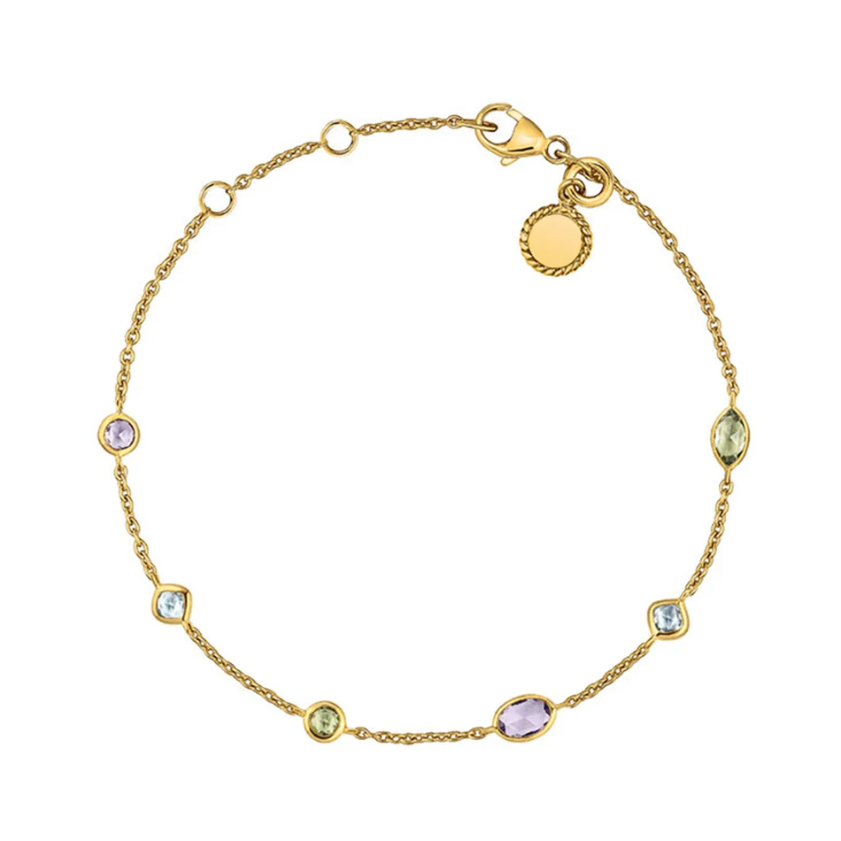 

Luxury Band 925 Sterling Silver Gold Plated Mix Bracelet With Color Cubic Zircon, Customized color