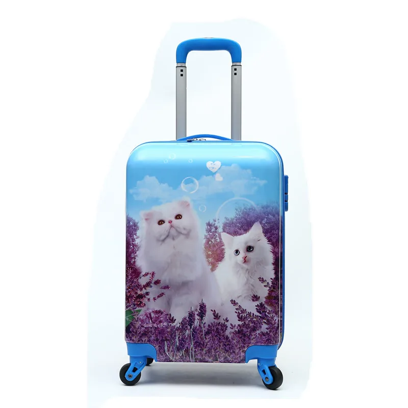 

20 inch children cut cat printing hard shell abs ride on luggage travel kids suitcase luggage, Blue,or custom