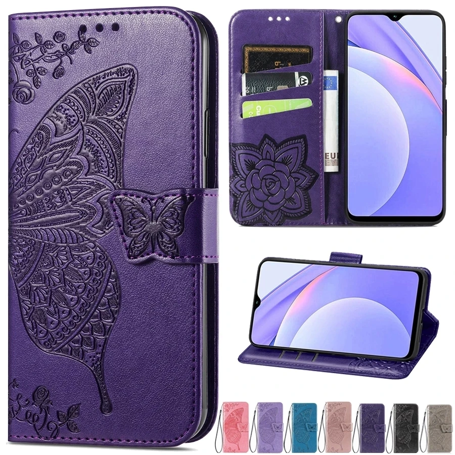 

Leather Butterfly Embossing Wallet Flip Phone Case For Redmi Note 10 4G 10S 10 Pro Max Note 9 9T Pro 8 Pro 8T 9A 9C 9T 8A 7 7A 6, 6 colors