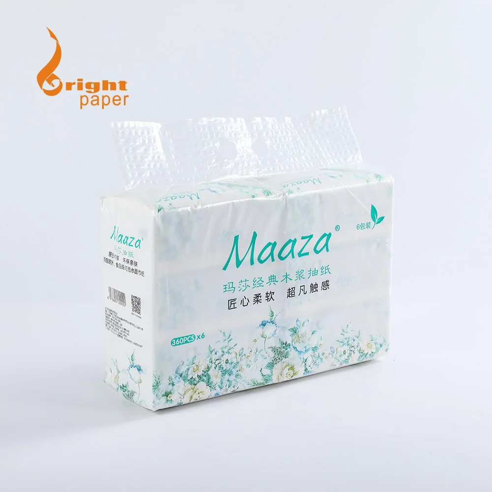 

Soft pack Raw pulp facial tissue paper for home