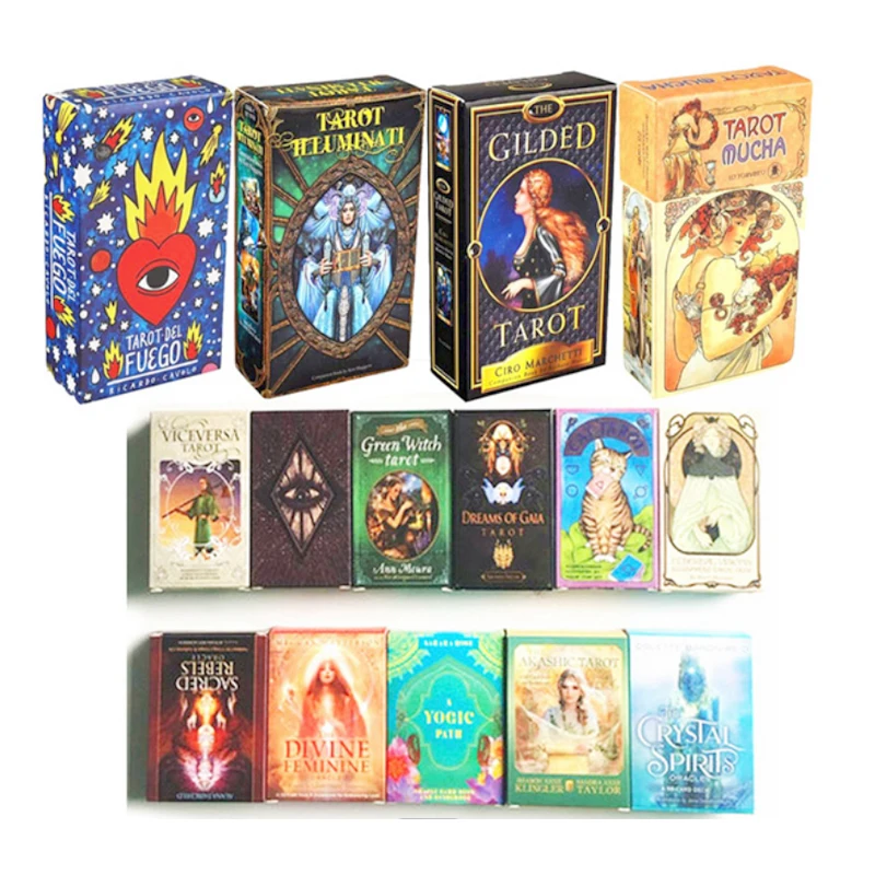 

78 Tarot Deck English Crystal Card Deck Oracle E-guide Book Divination Board Game Latest Witch Tarot 100 Styles Wholesale
