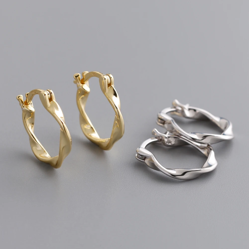2024 NEW Wholesale Fashion Jewelry 925 Sterling Silver Irregular Twist Gold Plated Hoop Earring Jewelry for Women