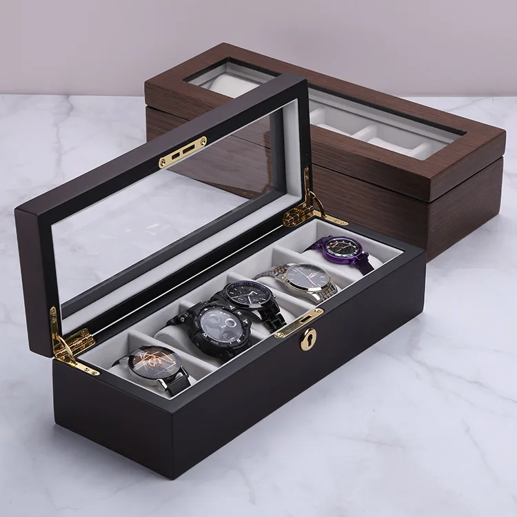 

High Quality Luxury Watch Box Fashion Watch Box Transparent Glass Cover Waterproof Watch Box, Wood