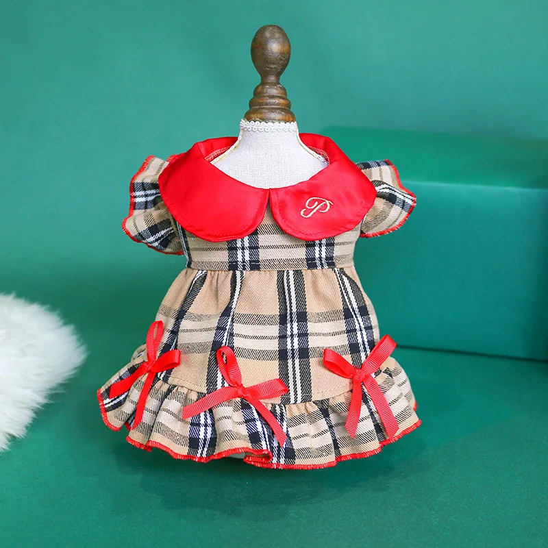 

Fashion Pretty Summer Sweet Puppy Dog Pet Dress Skirt Plaid Classic Puppy Clothes Outfit, 1-2