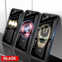 

For iPhone 11 11Pro Max Xs Max Xs 7 8 Superhero Tempered Glass Luminous Glow Case Free Shipping