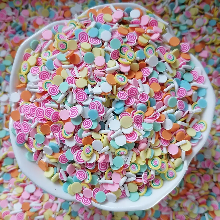 1kg DIY Craft Slime Sprinkles Rainbow Candy Scroll Cake Mix Polymer Clay Sprinkles Slices