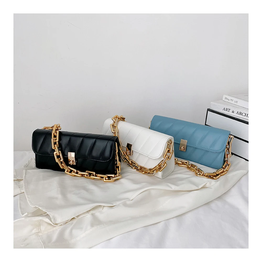 

New Arrival Embroidered Leather Shoulder Crossbody Big Chain Women Purses Handbags Fashionable Ladies Bags, Multicolor