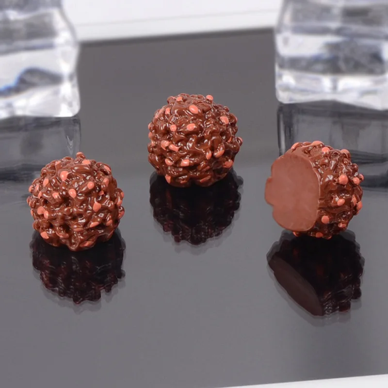 

hot sale new arrival cute coffee color 3d miniature chocolate ball resin cabochon diy scrapbooking for dollhouse