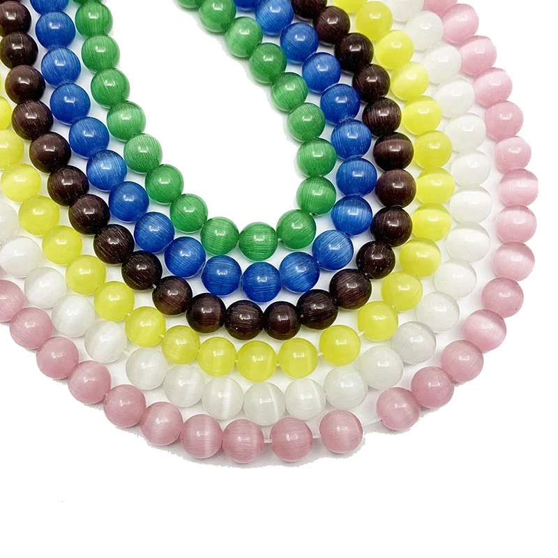 

1strand/lot 6 8 10mm Natural Cat Eye Stone Round Loose Opal Bead Cymophane Spacer Beads For Jewelry Making Findings DIY Bracelet, Mix
