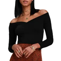 

Wholesale Women Office Style Fashion Off Shoulder V Neck Long Sleeve Black Knitting Blouses Tops