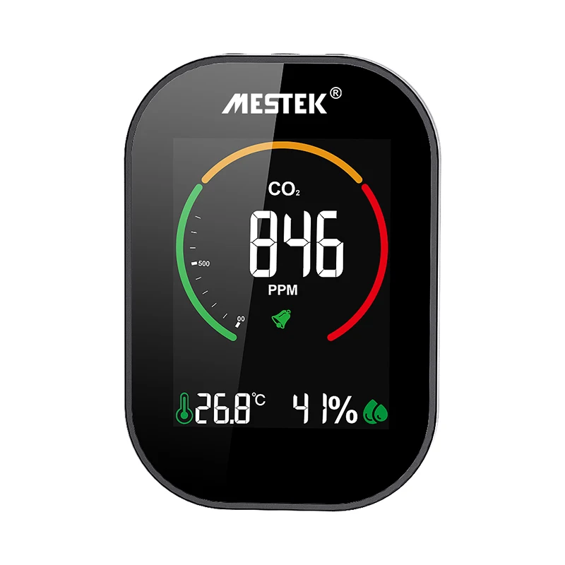 

Mestek Handheld Color Screen Display Air Quality Monitor Temperature Humidity Carbon Dioxide Sensor USB Charging Gas CO2 Meter