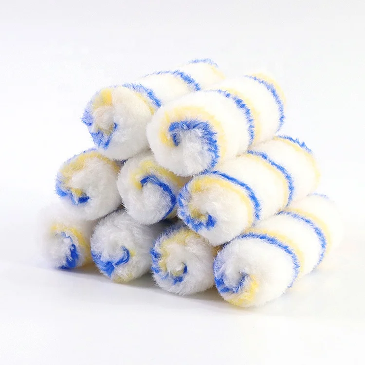 

Custom private label 4 inch yellow and blue striped polyester mini roller cover