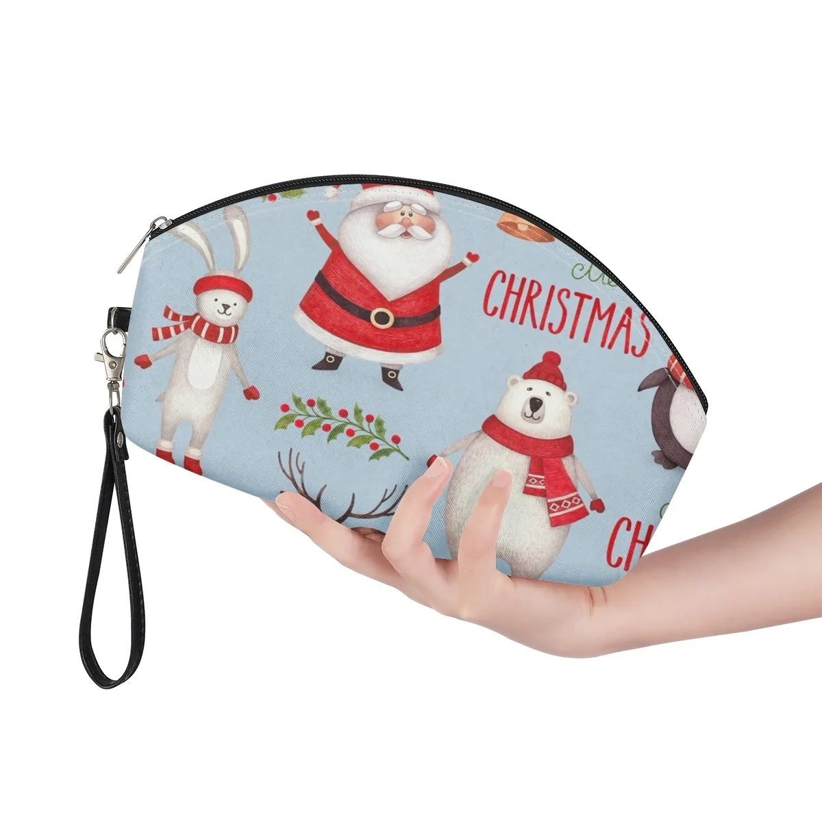 

Christmas series snowman brother doll small cosmetic bag, lady zipper cosmetic bag, suitable for carrying cash and credit cards, Support printing any colors you want